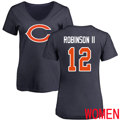 Chicago Bears Navy Blue Women Allen Robinson Name and Number Logo NFL Football #12 T Shirt